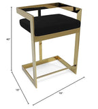 Neos Modern Furniture Bar Stool, 30'' With Black Cushion And Gold Base