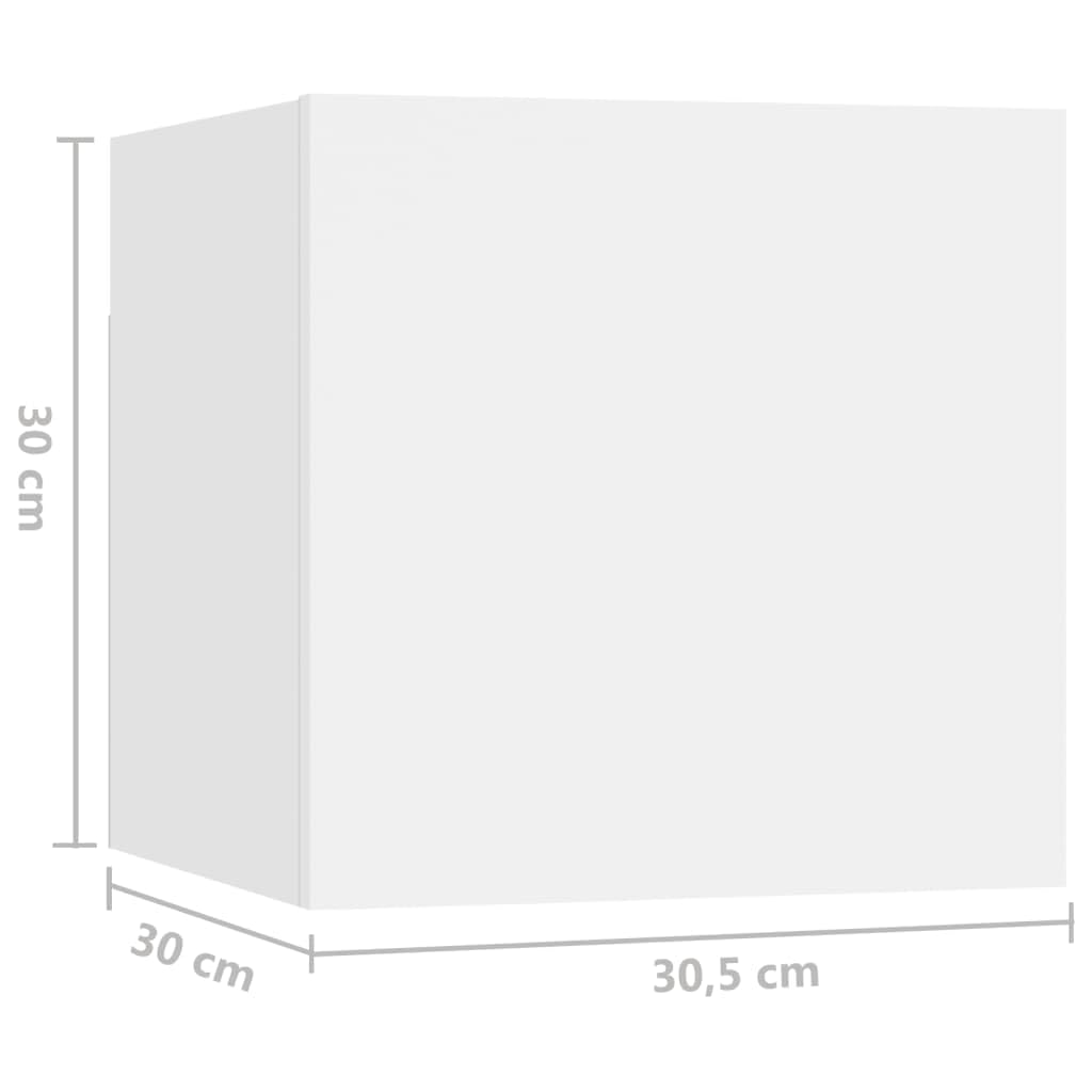 vidaXL TV Cabinet Set 4 Piece Home Indoor Living Room Hanging Wall-Mounted Stereo Plasma HiFi Cabinet TV Unit Furniture White Engineered Wood