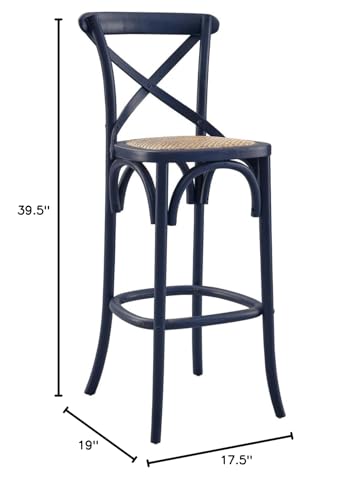 Modway Gear X-Back Wood Bar Stool In Midnight Blue
