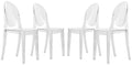 LeisureMod Marion Transparent Acrylic Modern Chair, Set of 4