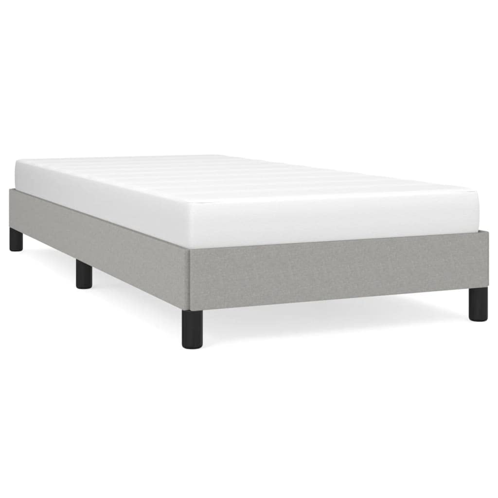 vidaXL Modern Twin Bed Frame – Durable Plywood and Engineered Wood Construction – Comfortable Fabric Bed Frame – Light Gray, Suitable for 39.4x74.8 Mattress