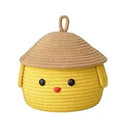 JUTOLOGY Cute Jute Basket with Lid Storage Baskets For Bathroom Living room & Kitchen Organiser box vanity box first aid box (8X