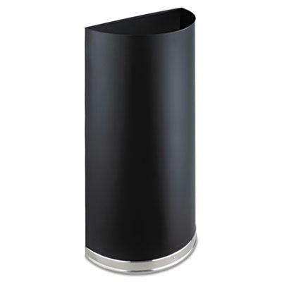 Half-Round Receptacle, Half-Round, Steel, 12.5gal, Black