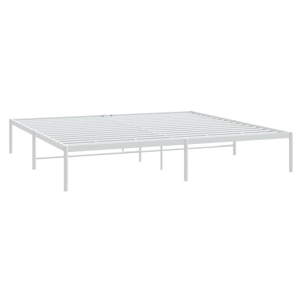 vidaXL 12-Inch White Metal California King Bed Frame, Heavy-Duty Construction with Under-Bed Storage for Modern Bedroom, No Box Spring Needed & Easy Assembly, No Mattress