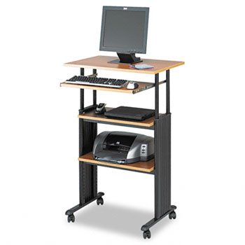 Safco Adjustable Height Stand-Up Workstation, 29W X 19-3/4D X 49H, Oak Pvc Top (Case Of 2)