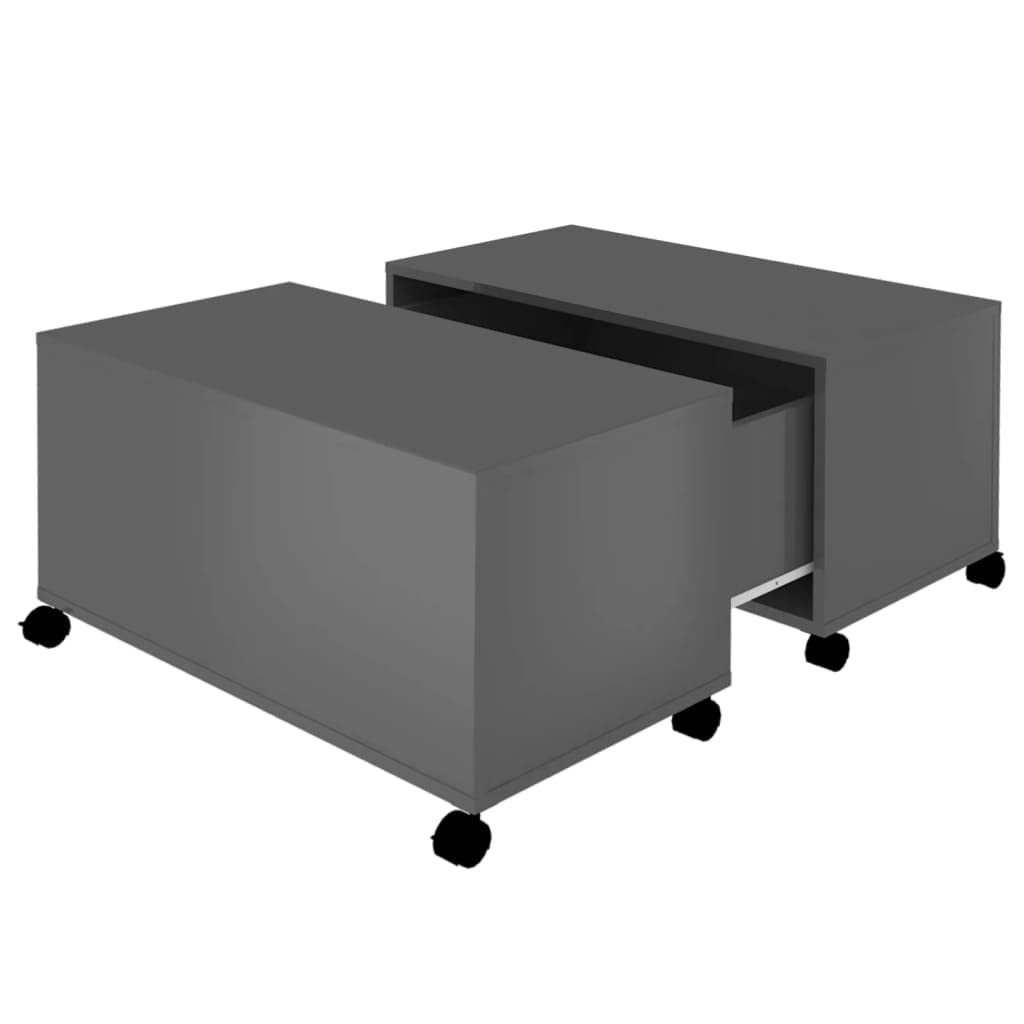 vidaXL Coffee Table High Gloss Gray 29.5"x29.5"x15" Engineered Wood
