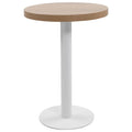 Vidaxl Light Brown Mdf Bistro Table With Steel Base – 23.6" Wood Grain Round Table For Interiors And Commercial Spaces