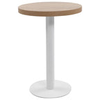 Vidaxl Light Brown Mdf Bistro Table With Steel Base – 23.6" Wood Grain Round Table For Interiors And Commercial Spaces