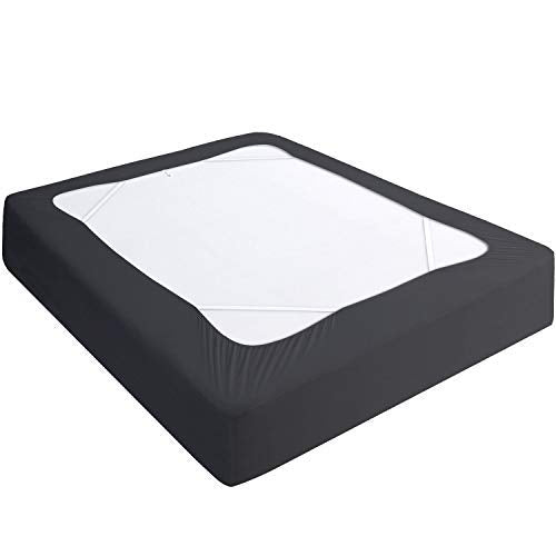 Box Spring Cover Queen Size, Elastic Fabric Wrap Around 4 Sides Bed Skirt, Sleek Alternative For Bed Skirts For Hotel/Home, Fits