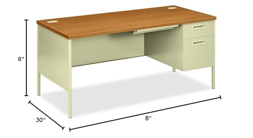 Hon Right Pedestal Desk, 66 by 30 by 29-1/2-Inch, Harvest/Putty
