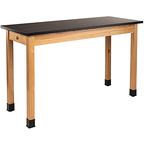 National Public Seating NPS 30x60 Modern Ash Wood Science Lab Table with Chem-Res Top in Black