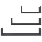 vidaXL Wall Shelves 3 Pcs, Floating Shelves, Display Shelves, Wall Mounted Shelves for Book DVD Photo Frame Trophy Display, Modern, Gray
