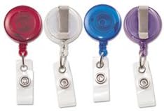 Translucent Retractable Id Card Reel, 34' Extension, Assorted Colors, 4/Pack