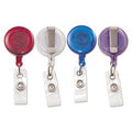 Translucent Retractable Id Card Reel, 34' Extension, Assorted Colors, 4/Pack