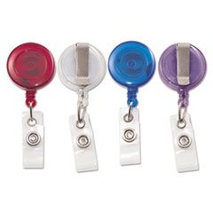 Translucent Retractable Id Card Reel, 34' Extension, Assorted Colors, 4/Pack