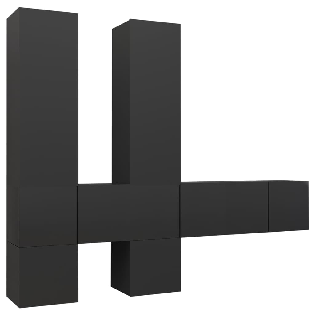 vidaXL TV Cabinet Set 7 Piece Home Indoor Living Room Hanging Wall-Mounted Stereo Plasma HiFi Cabinet TV Unit Furniture Gray Engineered Wood