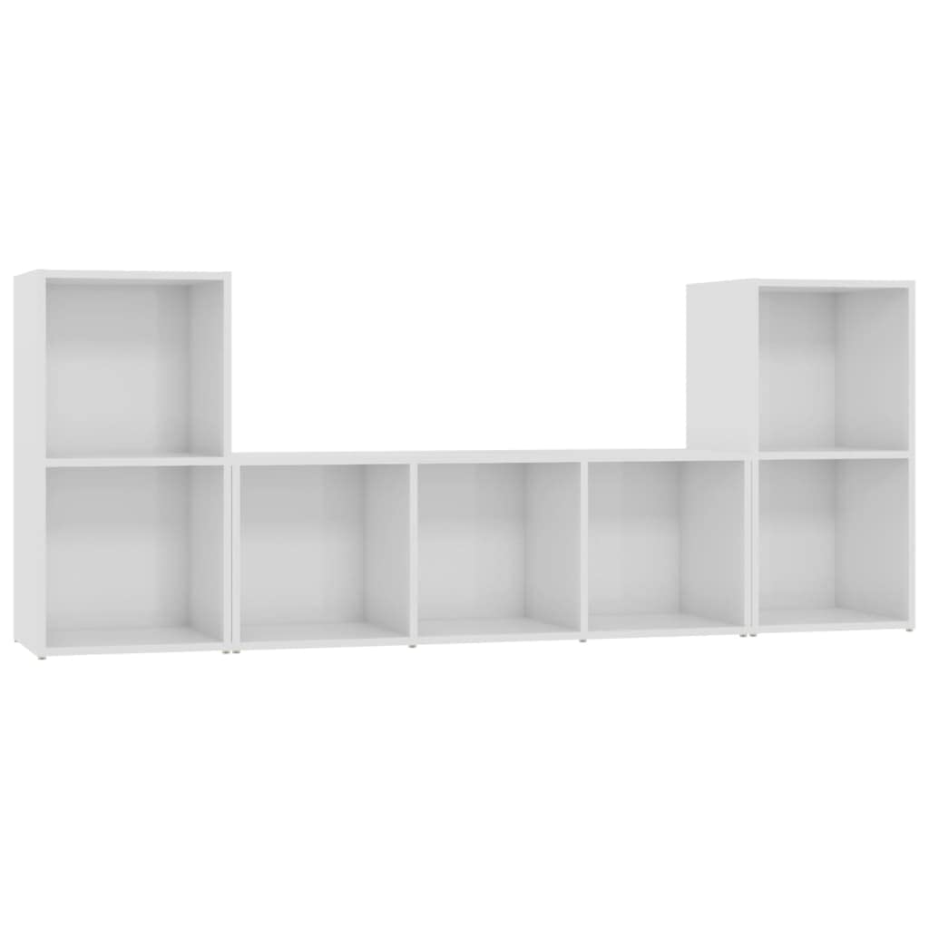 vidaXL TV Stand Set 3 Piece, TV Stand for Living Room, Sideboard with Storage, Media Unit Cupboard, Modern, High Gloss White Engineered Wood