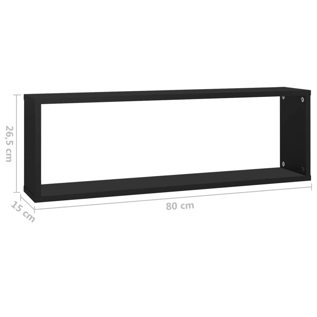 vidaXL Wall Cube Shelves 6 pcs Black 31.5"x5.9"x10.4" Engineered Wood