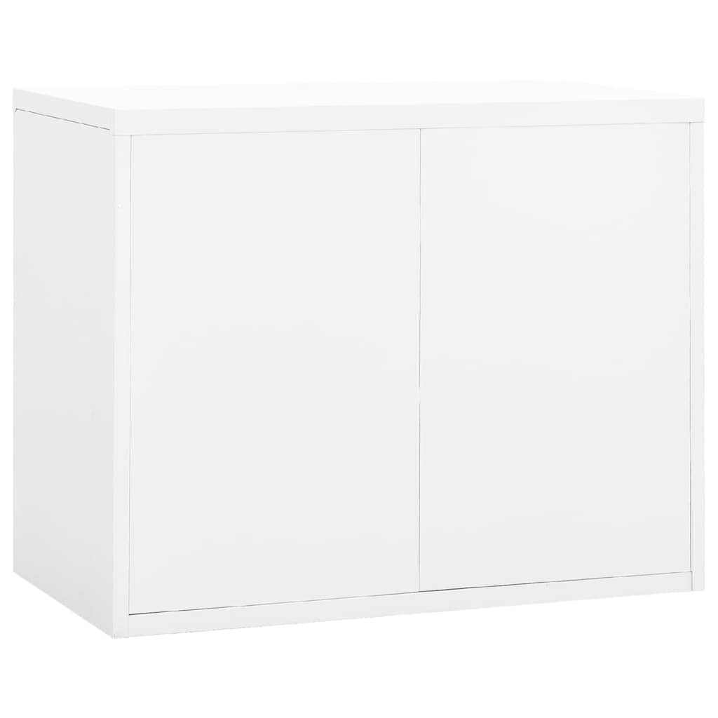 vidaXL-White Steel Filing Cabinet with Lock and Two Drawers, Ideal for Office Document Storage and Organization