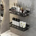 Mmts World Multipurpose Aluminium Bathroom Shelf For Wall, SelfAdhesive Wall Mounted Bathroom Organiser Without Drill, Black Ba