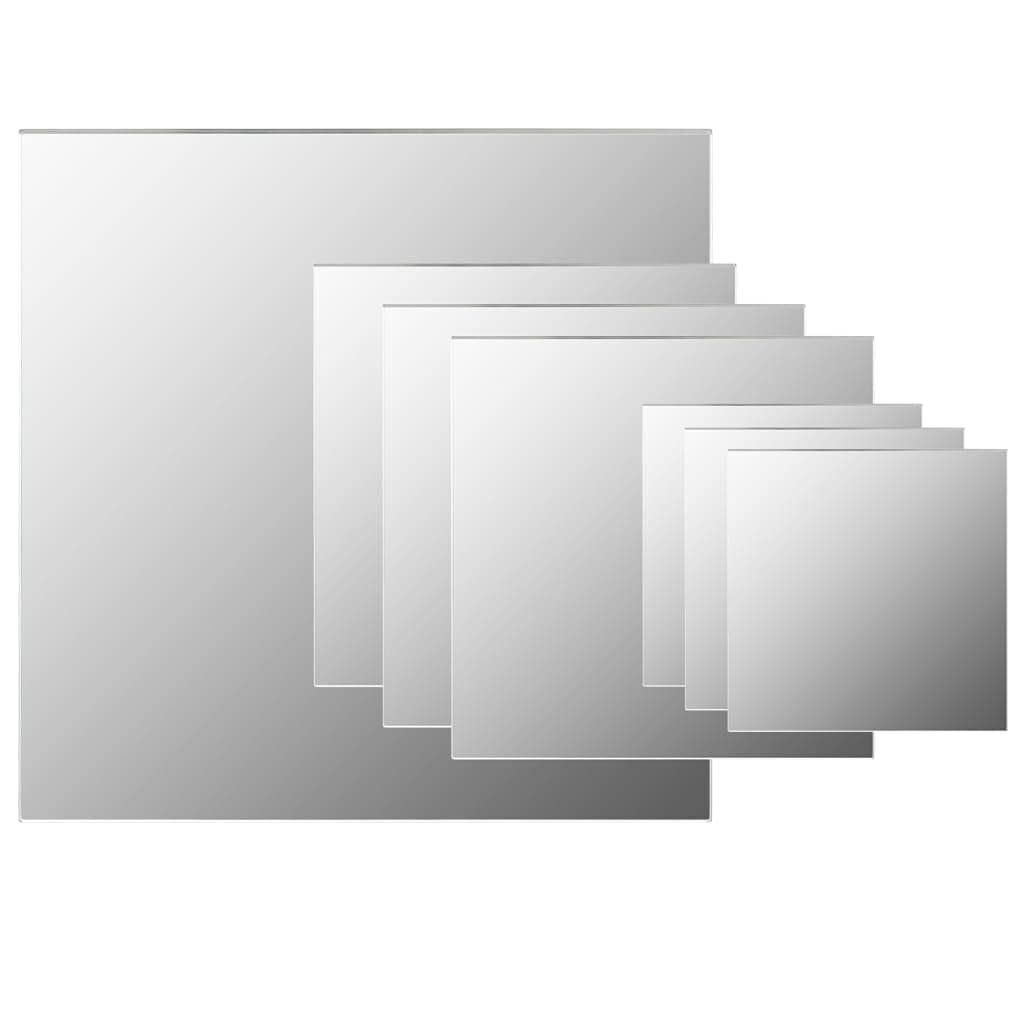 Vidaxl Mirror Tiles 7 Pcs, Mirror Sheets, Wall Mirror, Bathroom Mirror For Hallway Living Room Bedroom Dressing Room, Modern, Glass Square