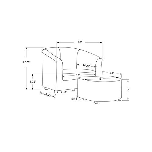Monarch Specialties White Leather Juvenile Arm Chair and Ottoman Set
