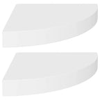 vidaXL Floating Corner Shelves, 2 pcs, Display-Worthy White 9.8"x9.8"x1.5", Durable Honeycomb MDF & Metal, Invisible Mounting
