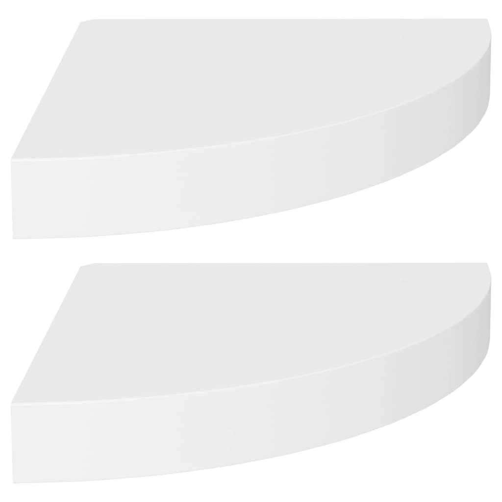 vidaXL Floating Corner Shelves, 2 pcs, Display-Worthy White 9.8"x9.8"x1.5", Durable Honeycomb MDF & Metal, Invisible Mounting