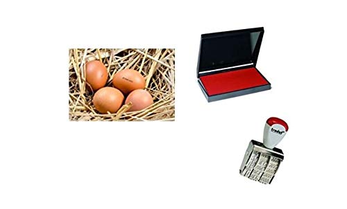 Egg Dater Kit - Includes 3Mm Rubber Date Stamp And Ink Pad Containing Egg Safe Ink - Red