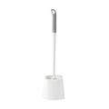 Styleheaven 3 Pieces Soft Bristles Wall Mounted Toilet Brush Set Easy To Clean Long Handle Toilet Brush, Gray White, Round Head 