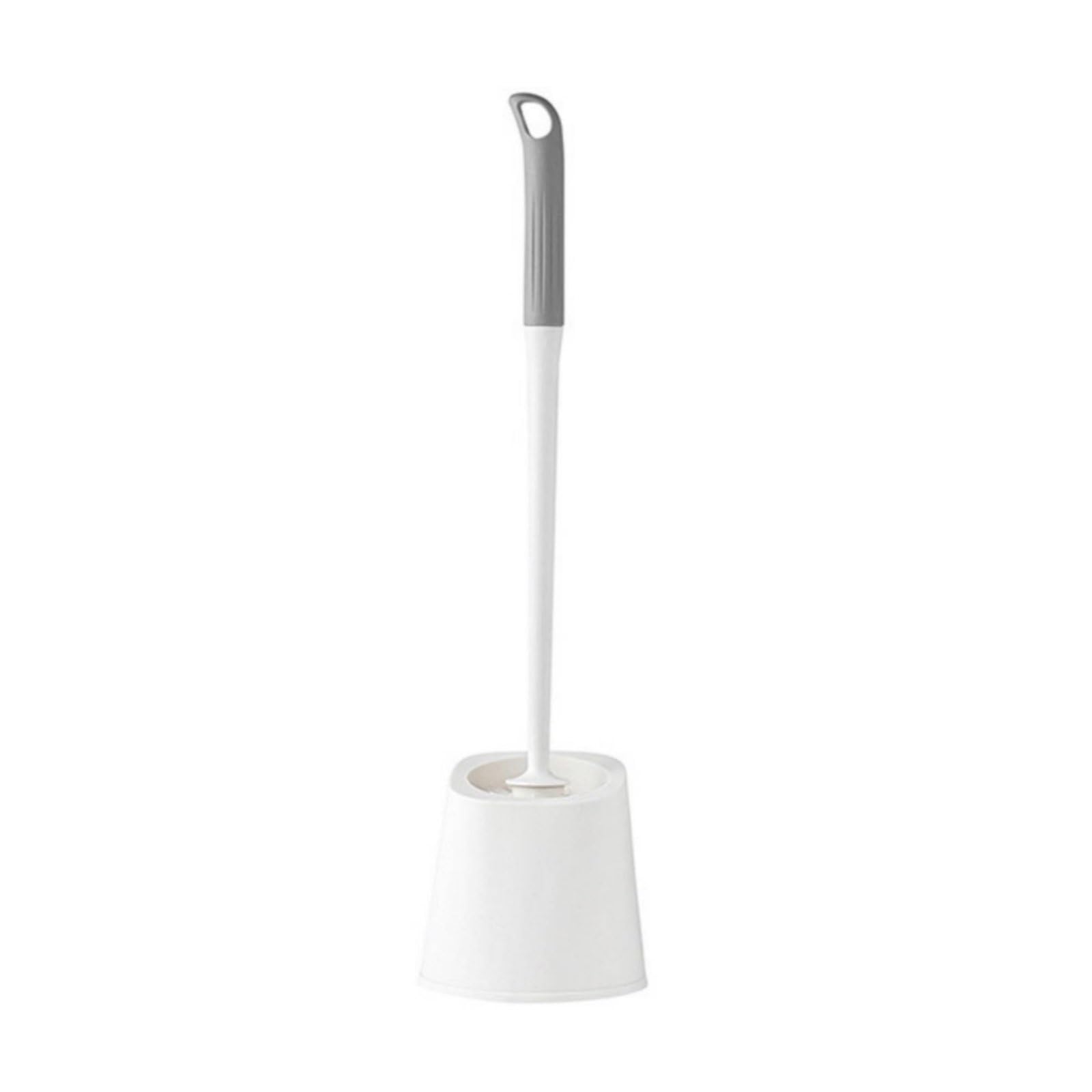 Styleheaven 3 Pieces Soft Bristles Wall Mounted Toilet Brush Set Easy To Clean Long Handle Toilet Brush, Gray White, Round Head 