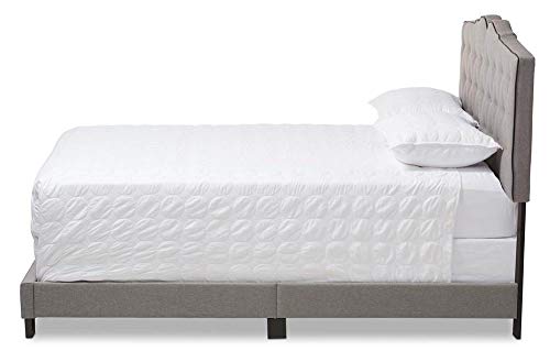 Baxton Studio Vivienne Modern and Contemporary Light Grey Fabric Upholstered Queen Size Bed