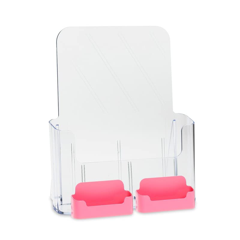 Sourceone.Org Deluxe Full Size 8.5 X 11 Inches Wall Mount Or Counter Top Brochure Holder With 2 Gift/Business Card Holders