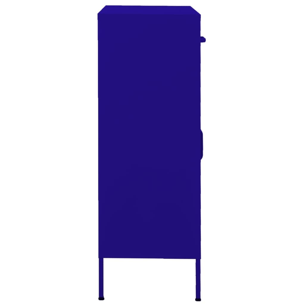 vidaXL Steel Storage Cabinet with Adjustable Shelf - Navy Blue - 31.5"x13.8"x40" - Industrial Style - 2 Doors and Drawers - Ideal for Books, DVDs, Multimedia Appliances