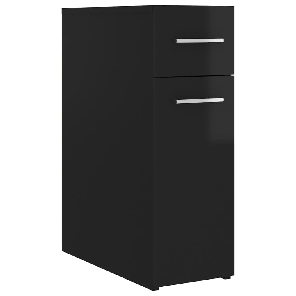 vidaXL Apothecary Cabinet High Gloss Black 7.9&quot;x17.9&quot;x23.6&quot; Engineered Wood