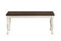 Steve Silver Furniture Rectangular Joanna Dining Bench, Asian Hardwood Solids, Farmhouse/Costal/Rustic, 44' L x 15" W x 18.5" H, White/Brown