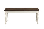 Steve Silver Furniture Rectangular Joanna Dining Bench, Asian Hardwood Solids, Farmhouse/Costal/Rustic, 44' L x 15" W x 18.5" H, White/Brown
