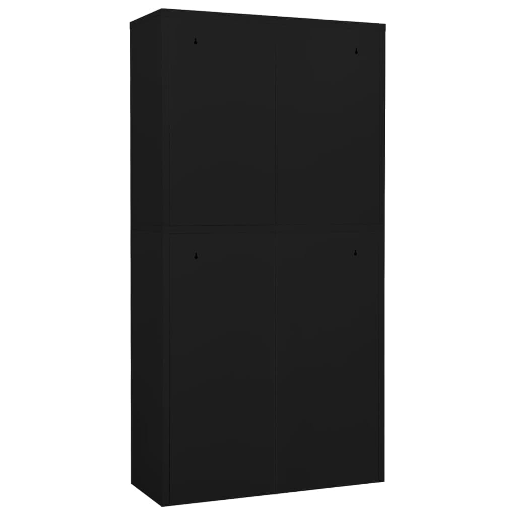 vidaXL Steel Office Cabinet, Black, 35.4&quot;x15.7&quot;x70.9&quot; - Locking Storage Cabinet with Adjustable Shelves, 3 Drawers, Office Filing Cabinet, Locker Inside, High Loading Capacity