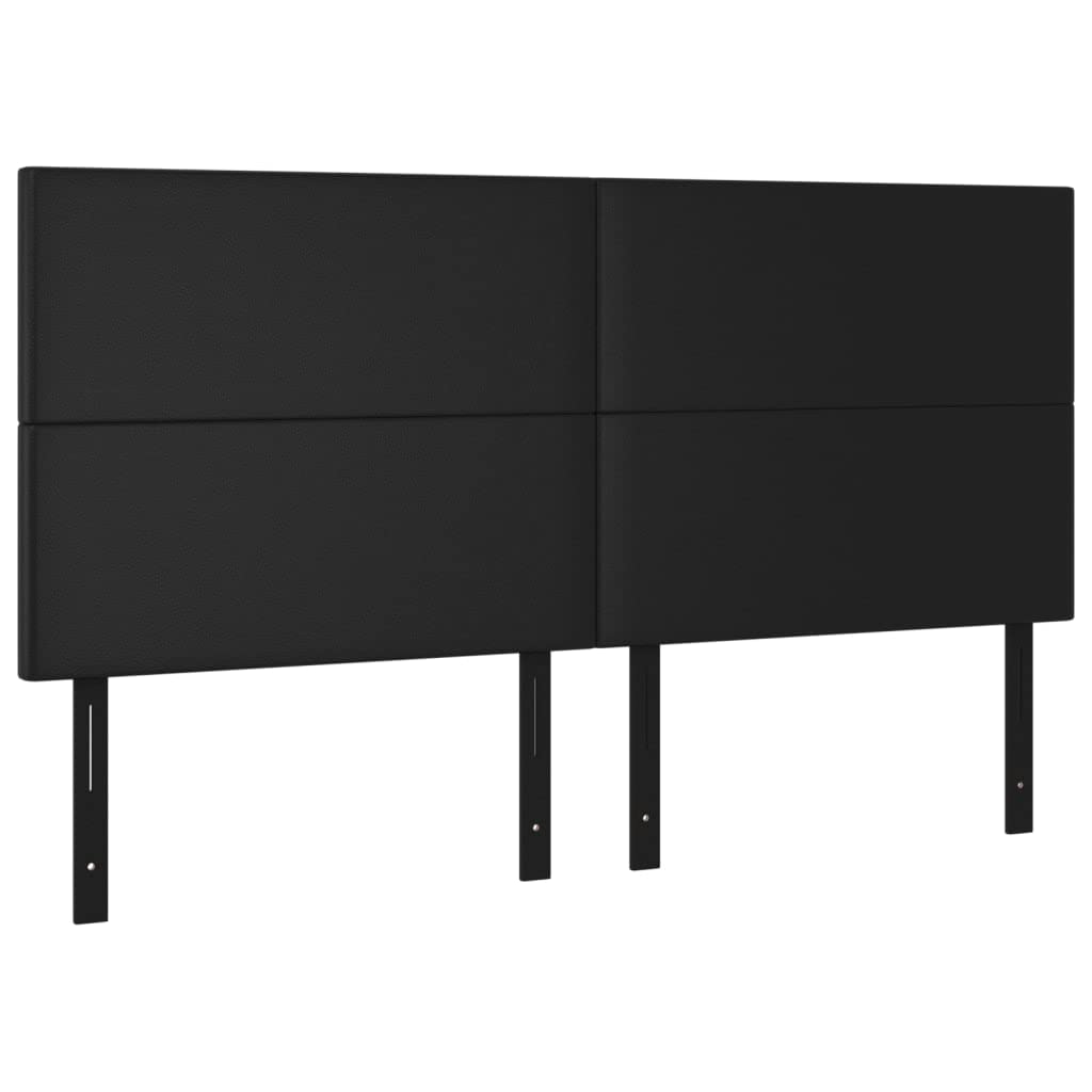 Vidaxl 4X Headboards Home Indoor Bed Accessory Bedroom Upholstered Headboard Bed Header Furniture Black 28.3&quot;X2&quot;X30.7&quot;/34.6&quot; Faux Leather