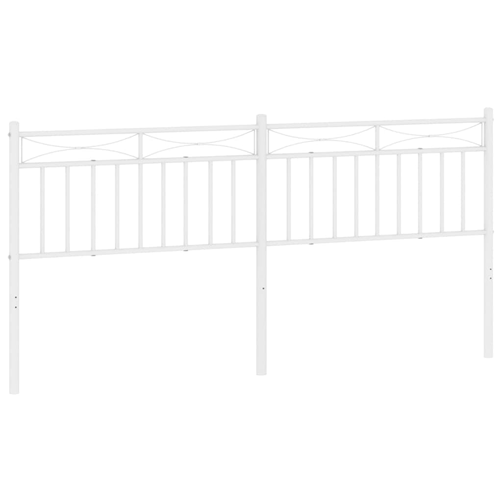 vidaXL White Metal Headboard for Beds - Classic Design, Strong Steel Construction, Back Support, 70.9&quot; Mattress Width