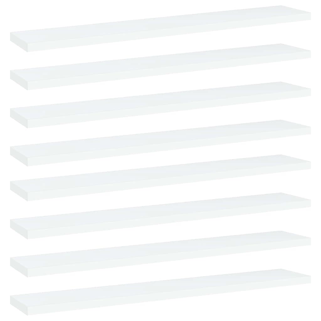 vidaXL White Bookshelf Boards Set 8 pcs, 23.6"x3.9"x0.6", Space-Saving Storage Solution, Quality Engineered Wood, Easy to Clean