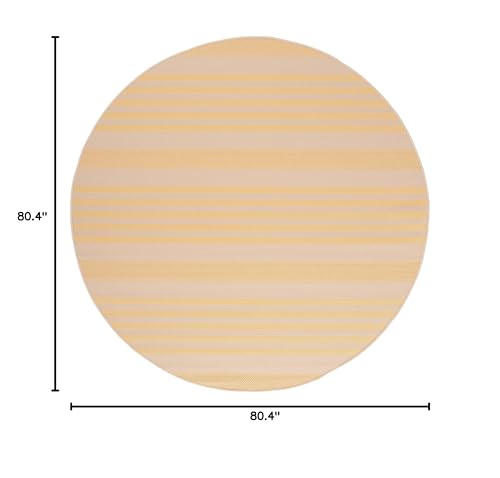Safavieh Courtyard Collection 6'7'' Round Gold/Beige Cy6062 Stripe Indoor/ Outside Waterproof Easy Cleansingpatio Backyard Mudro