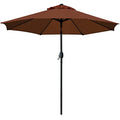 Sunnyglade 9' Patio Umbrella Outdoor Table Umbrella With 8 Sturdy Ribs(Brown)