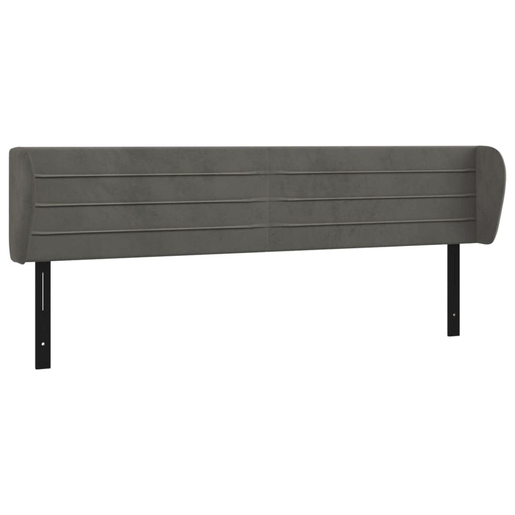 Vidaxl Velvet Headboard With Ears - Luxurious Plush Dark Gray Fabric With Solid Larch Wood And Engineered Wood Construction- Ideal For All Bedrooms