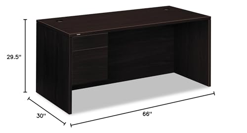 Hon 10584Lnn 10500 Series L Left 3/4-Height Pedestal Desk, 66 X 30 X 29-1/2, Mahogany