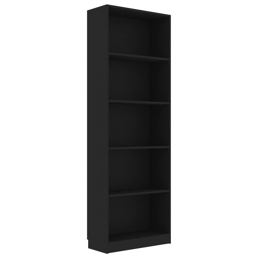 vidaXL 5-Tier Book Cabinet Black 23.6&quot;x9.4&quot;x68.9&quot; Chipboard