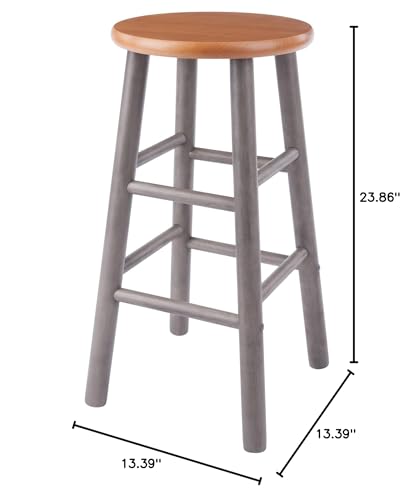 Ergode Wood Element Counter Stool Set | Oyster Gray | 2-Pc Set | Solid Wood | 220lbs Weight Capacity | Stable & Stylish | Multiple Finishes (36624-VV)