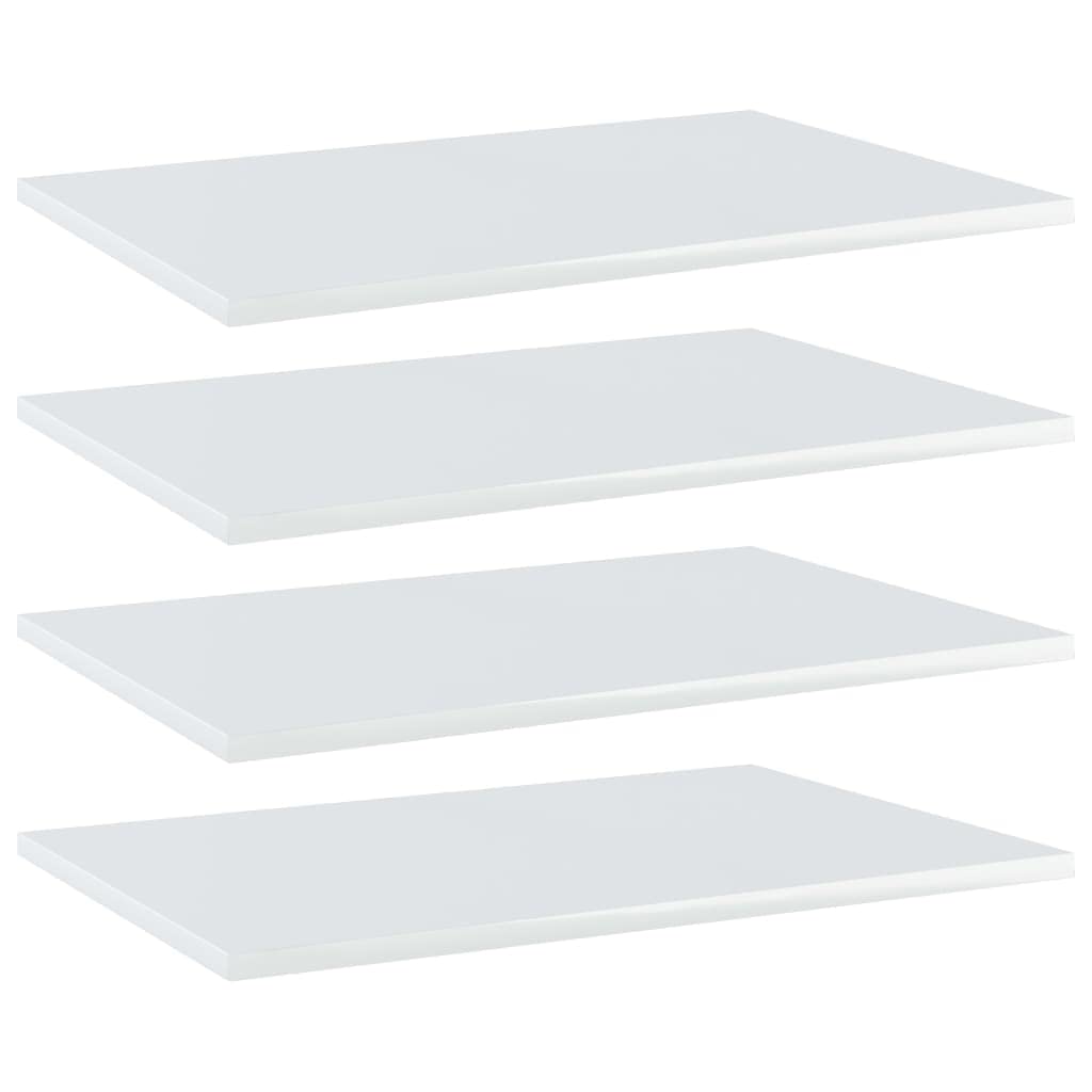 vidaXL White High Gloss Bookshelf Boards, 23.6&quot;x15.7&quot;x0.6&quot; Engineered Wood, Set of 4, Easy to Clean, Space-Saving Storage Solution