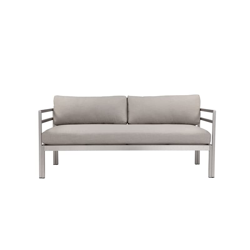 Pangea Home Cold 25x65 Two Seater Modern Aluminum Sofa in Gray Finish