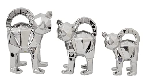 Afd Home Mirrored Chrome Cat Family Set Of 3